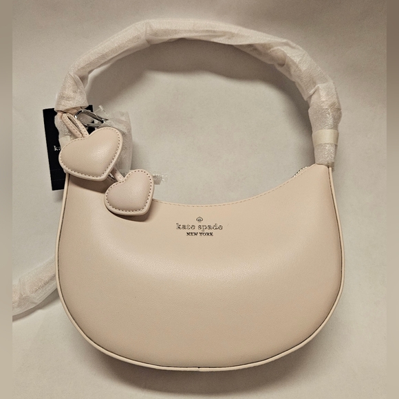 Kate Spade New York Nova Braided Strap Shoulder Leather Bag Heart Charm NWT Pink - Picture 2 of 7